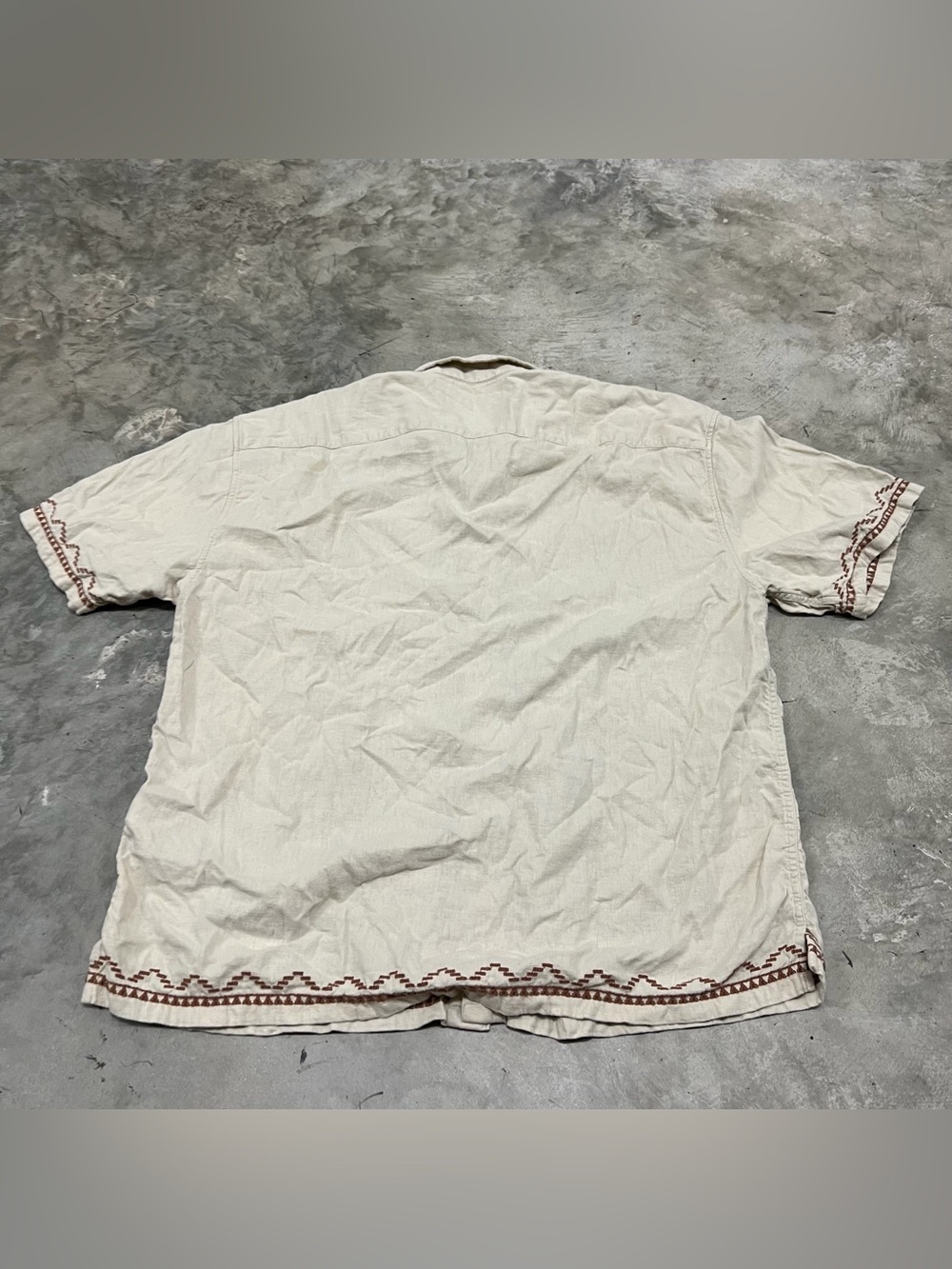 Abercrombie and Fitch Shirt Mens XXL Beige Summer Linen Blend Embroidered - Picture 6 of 8